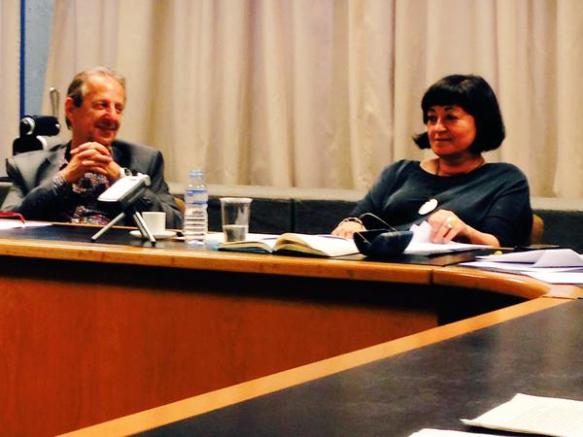 En Xavier Bru de Sala i jo en ple debat. Fot. Anna Forestier