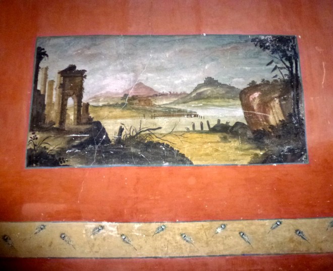 Can Falç. Pintura mural del Saló Rosa (2014). Fot. Frèia Berg