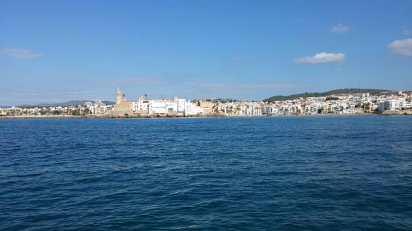 Vista de Sitges des de l'indret d'un possible naufragi (2015). Fot. Pere Izquierdo