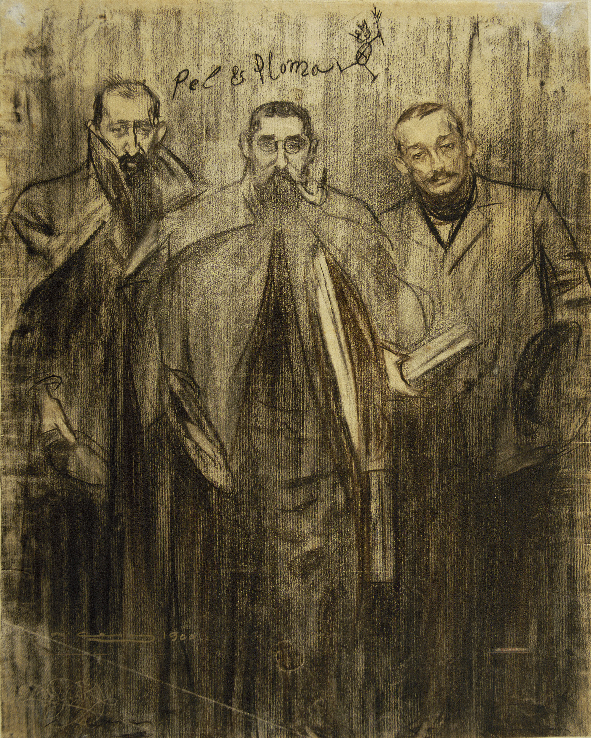 Ramon Casas, RC entre Miquel Utrillo i Leandre Galceran, c.1899, publ P&amp;P, MNAC, 027827-D