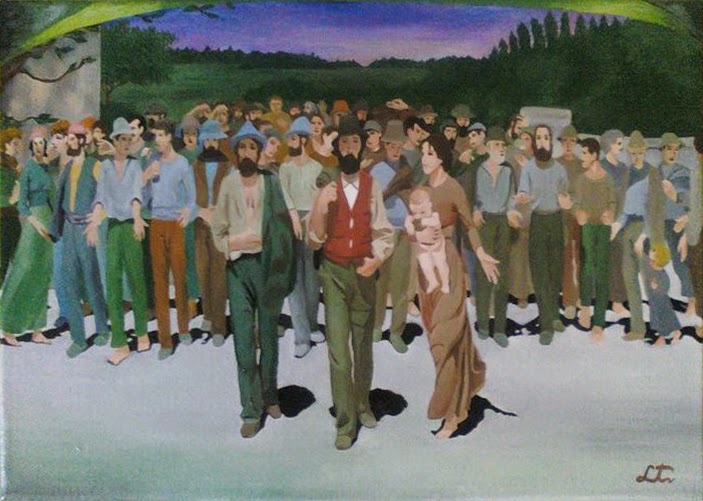 Quadro ad olio su tela de Il quarto stato (28 Aprile 2011) dim. cm 25x35